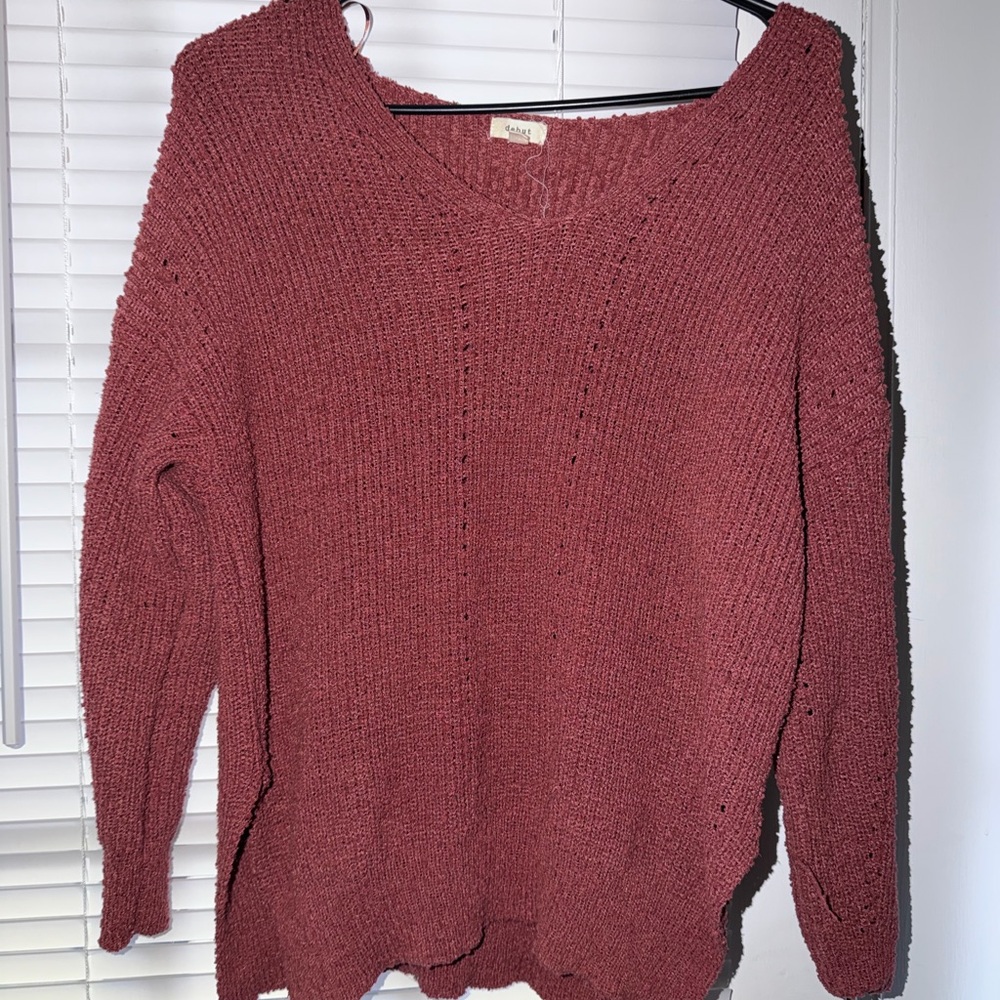 debut Dusty Rose V-Neck Knit Sweater